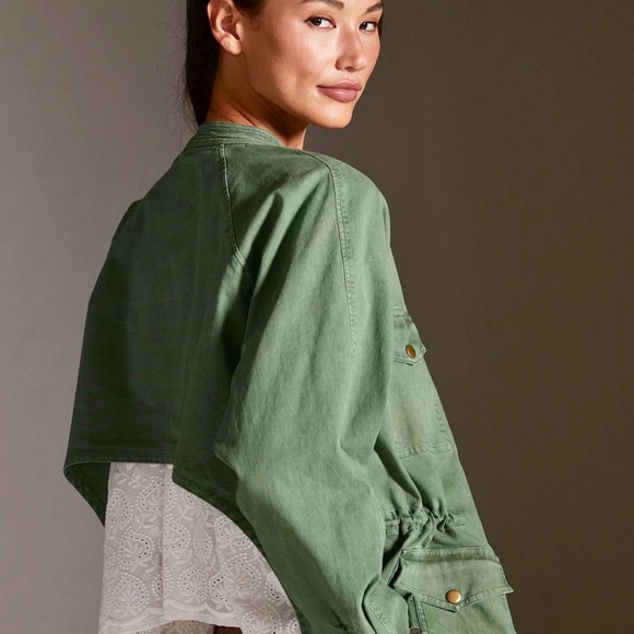 Anthropologie green khaki jacket for spring, summer, fall - Picture 3 of 6